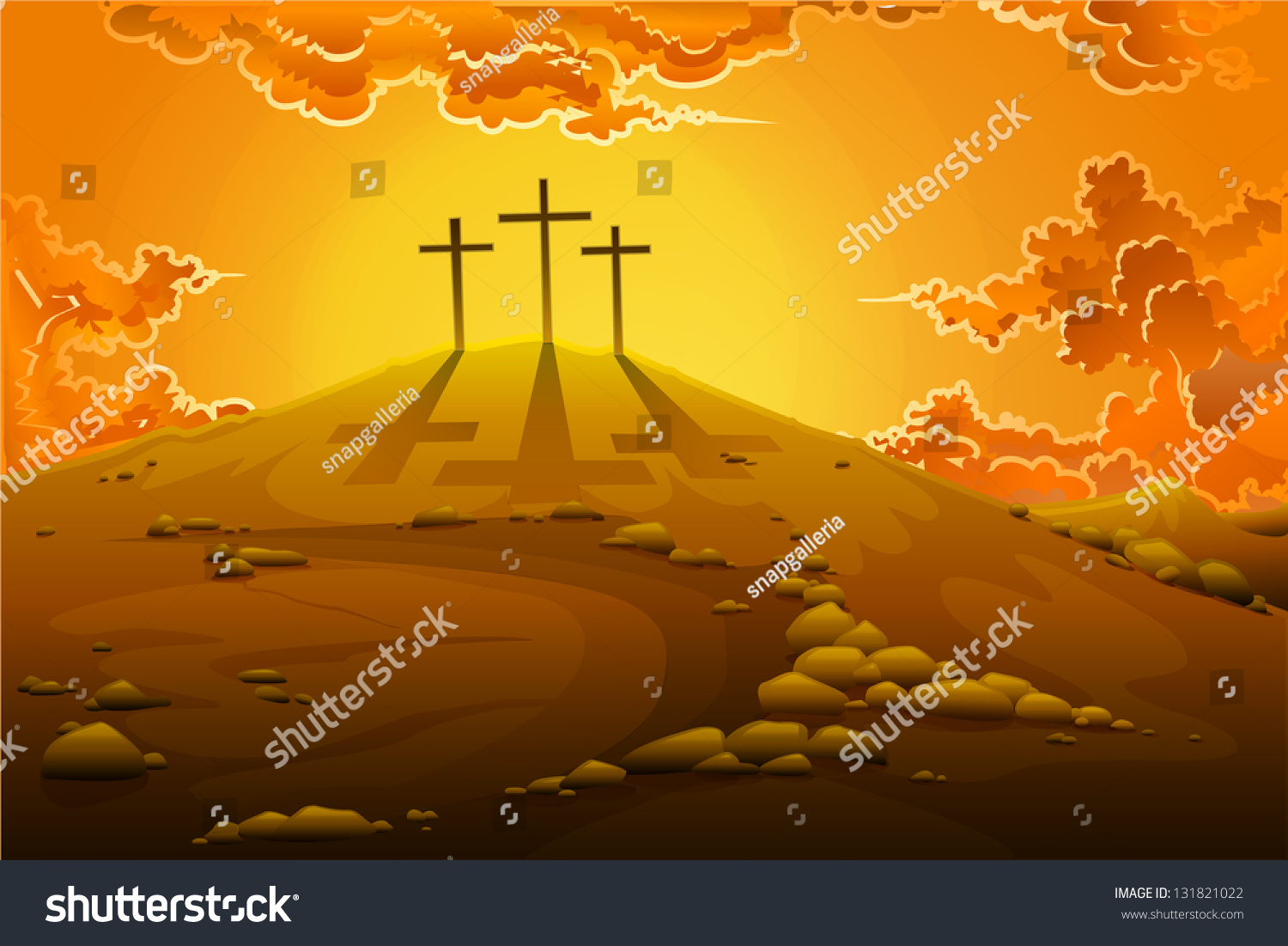 Easy Edit Vector Illustration Calvary Crucifixion Stock Vector (Royalty ...