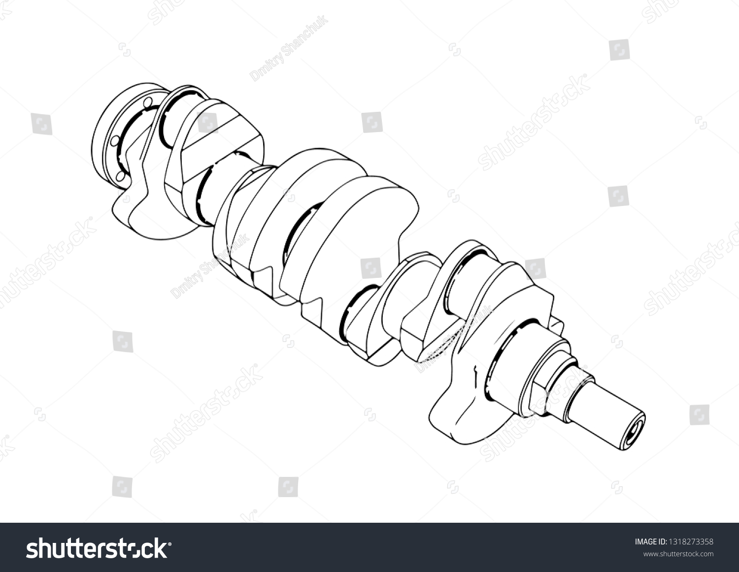 Sketch Crankshaft Vector Stock Vector (Royalty Free) 1318273358 ...