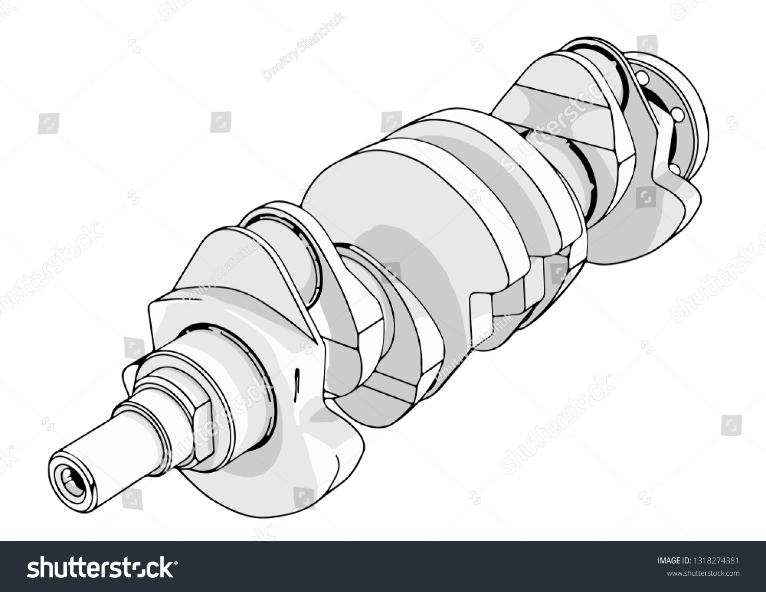 Sketch Crankshaft Vector Stock Vector (Royalty Free) 1318274381 ...