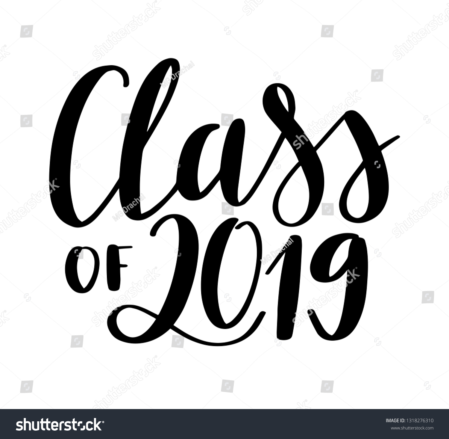 Class 2019 Script Lettering Handwritten Modern Stock Vector (Royalty ...