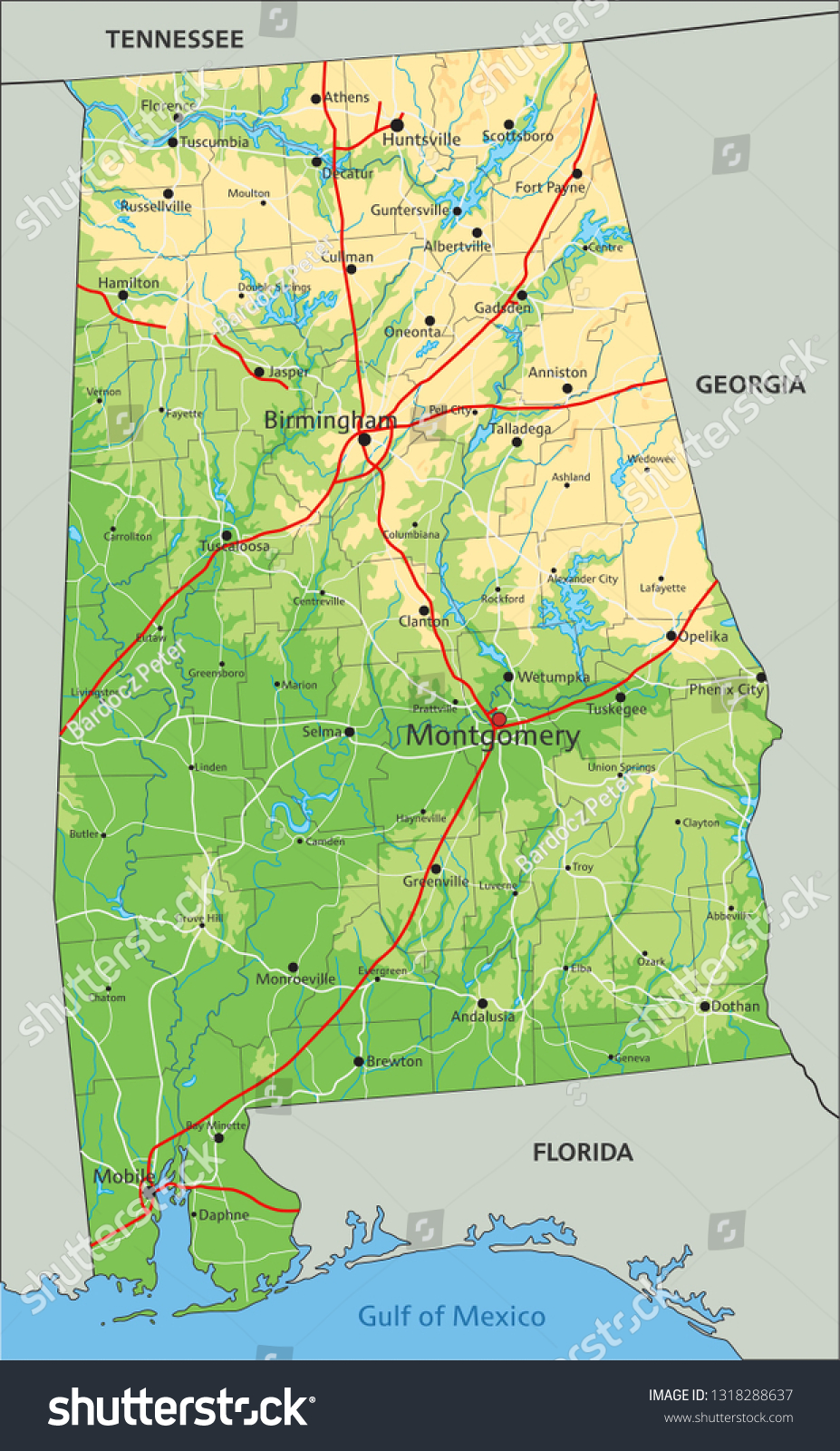 detailed map of alabama