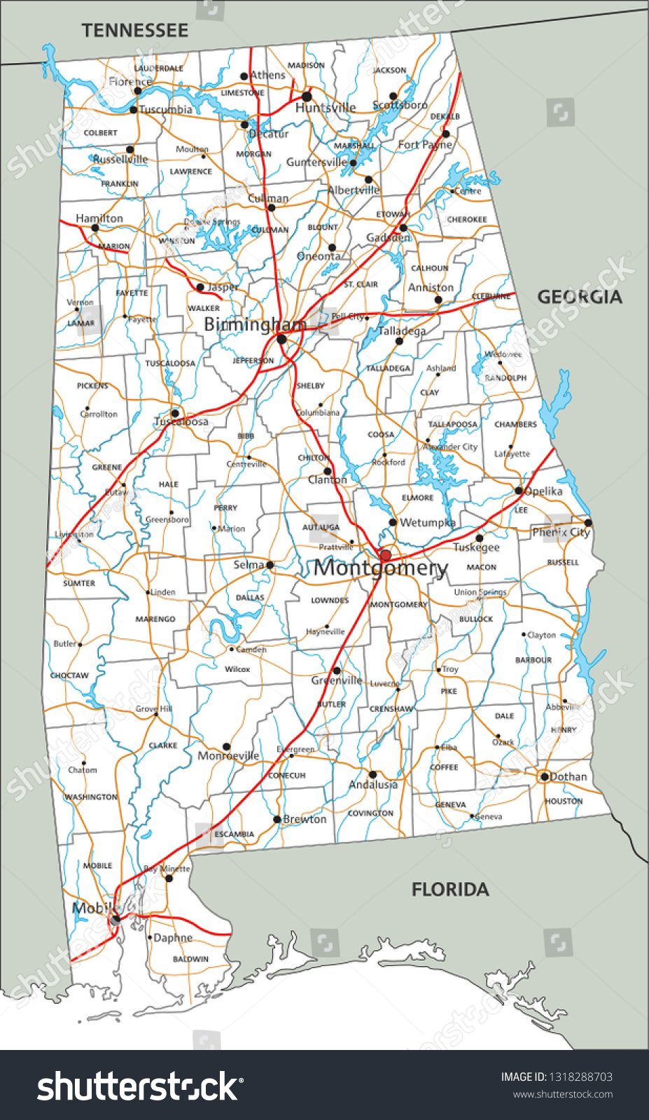 detailed map of alabama