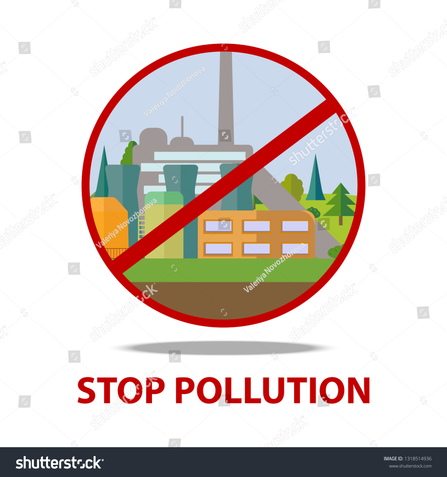 Stop Pollution Ecological Awareness Poster Vector Stock Vector (Royalty ...