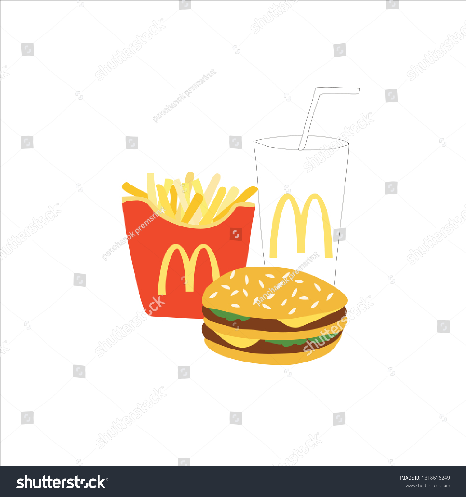 Еда из Макдональдса нарисовать