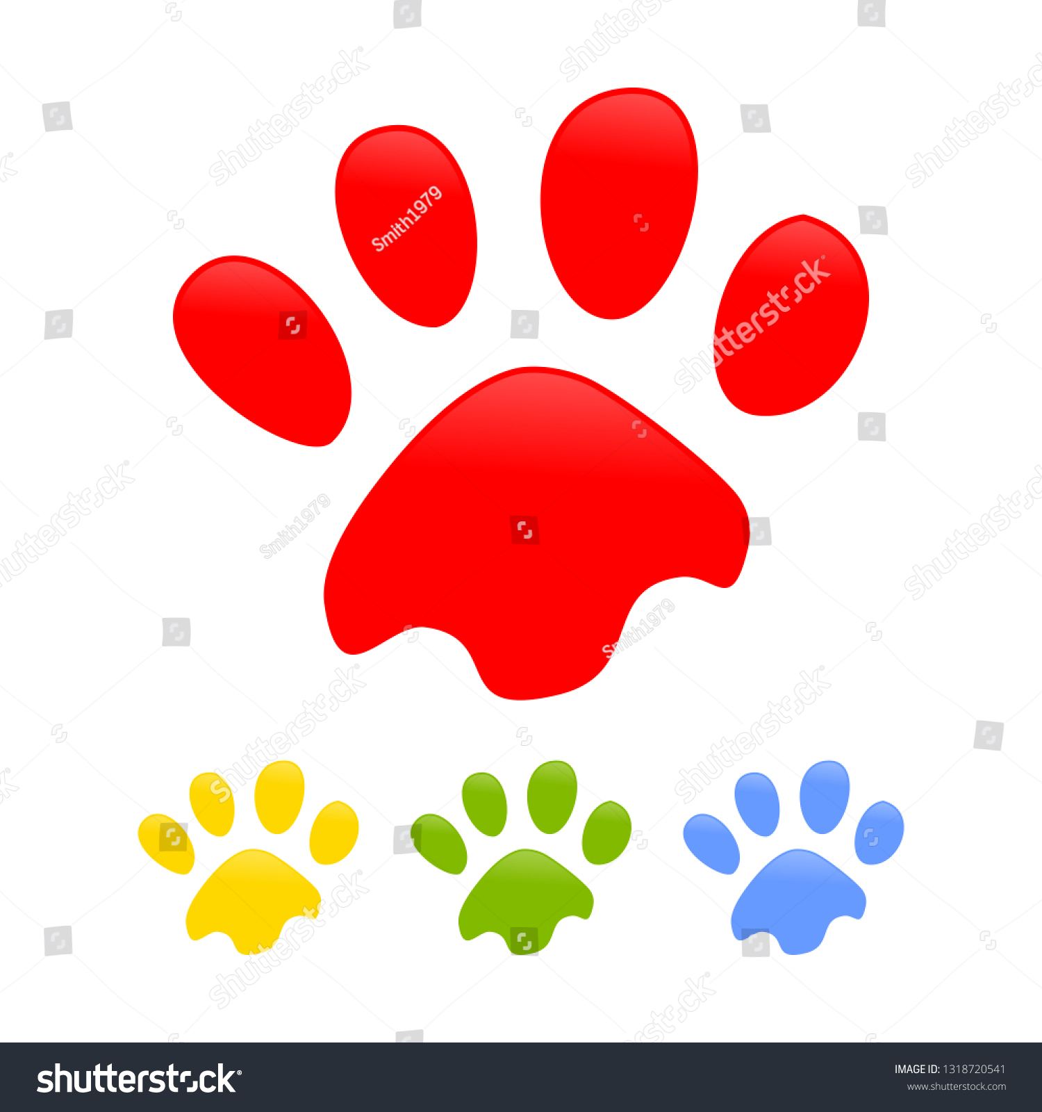 Colorful Dog Paw Prints Symbol Design Stock Vector (Royalty Free ...