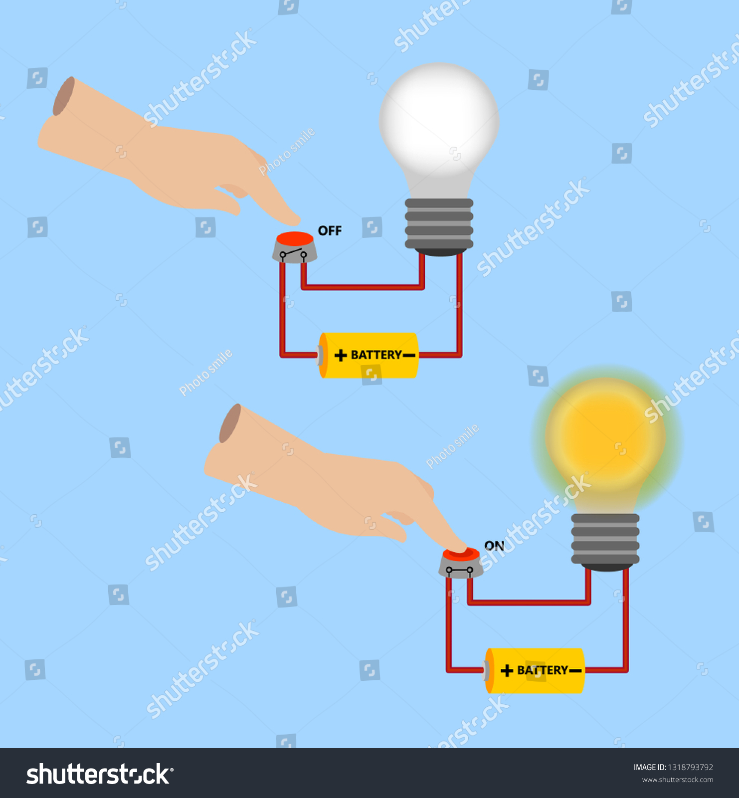 Lighting On Off Basic Circuit Diagram Stock Vector (Royalty Free