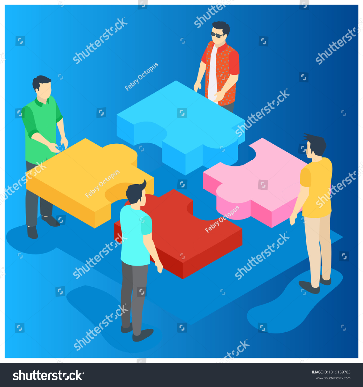 Business Hands Putting Puzzle Pieces Together Stock Vector (Royalty ...