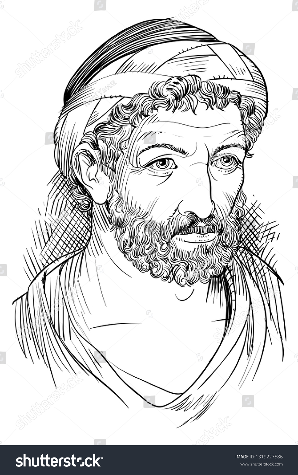 Archytas Portrait Line Art Illustration He Stock Vector (Royalty Free ...