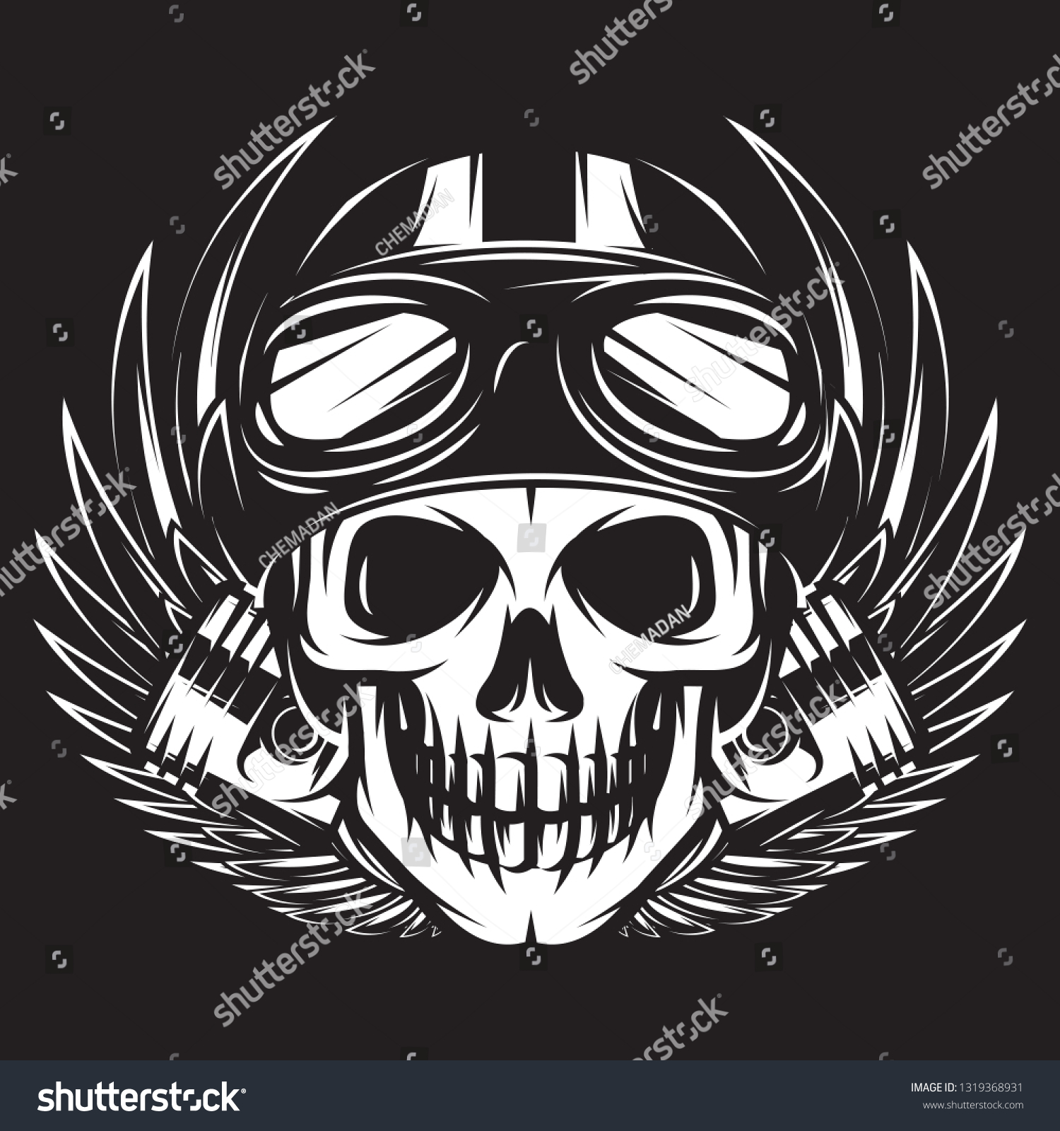 Vector Illustration On Motorcycle Theme Skull Stock Vector (Royalty ...