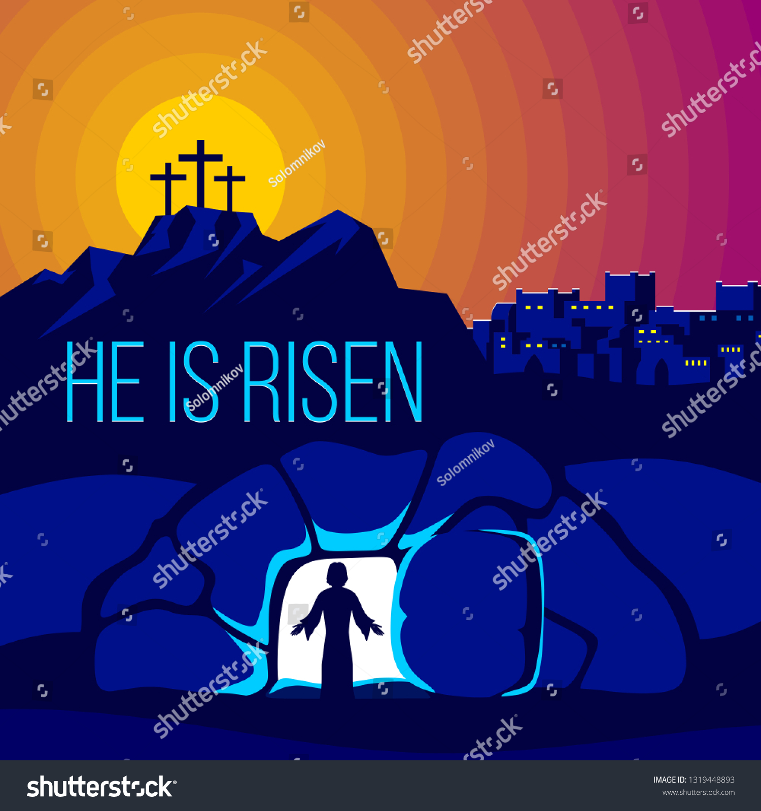 Easter Illustration Jesus Christ Risen Stock Vector (Royalty Free ...