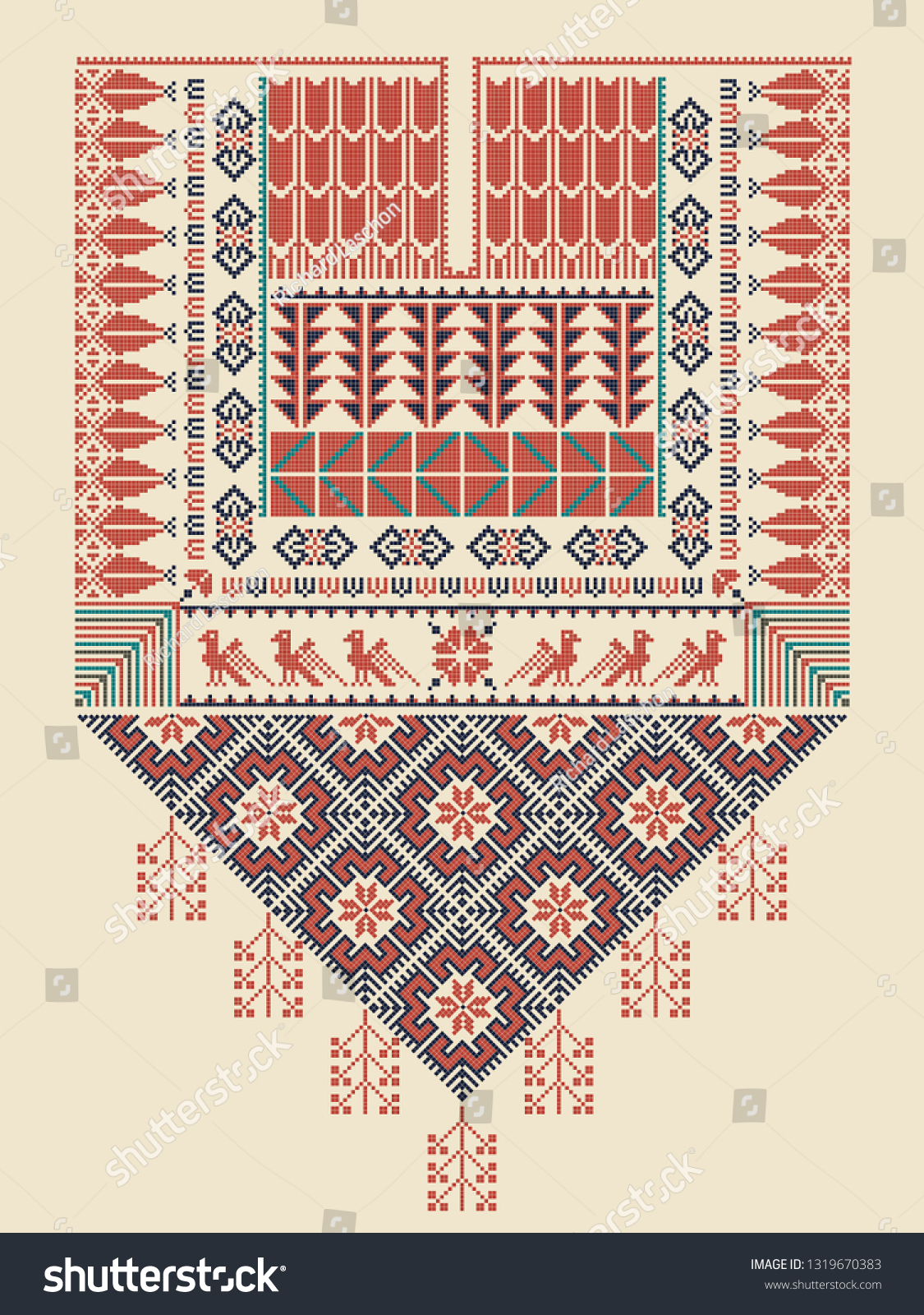 Vector Tatreez Pattern Design Palestinian Traditional Stock Vector