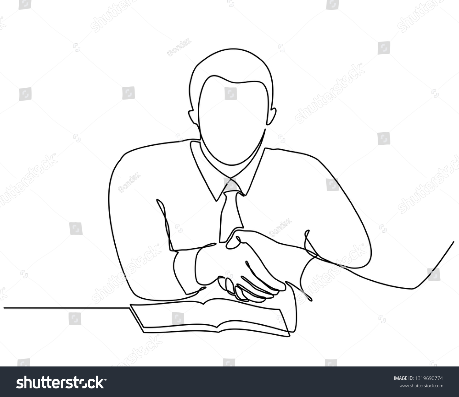 Continuous Line Drawing Concept Business People Stock Vector Royalty