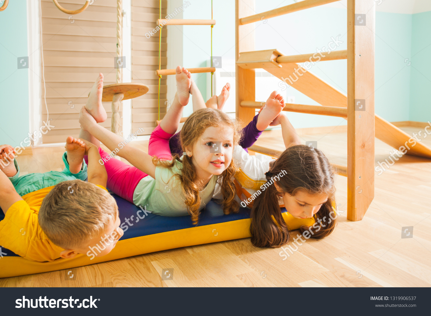 Children Playing Together Home Kids Gym Stock Photo 1319906537 ...