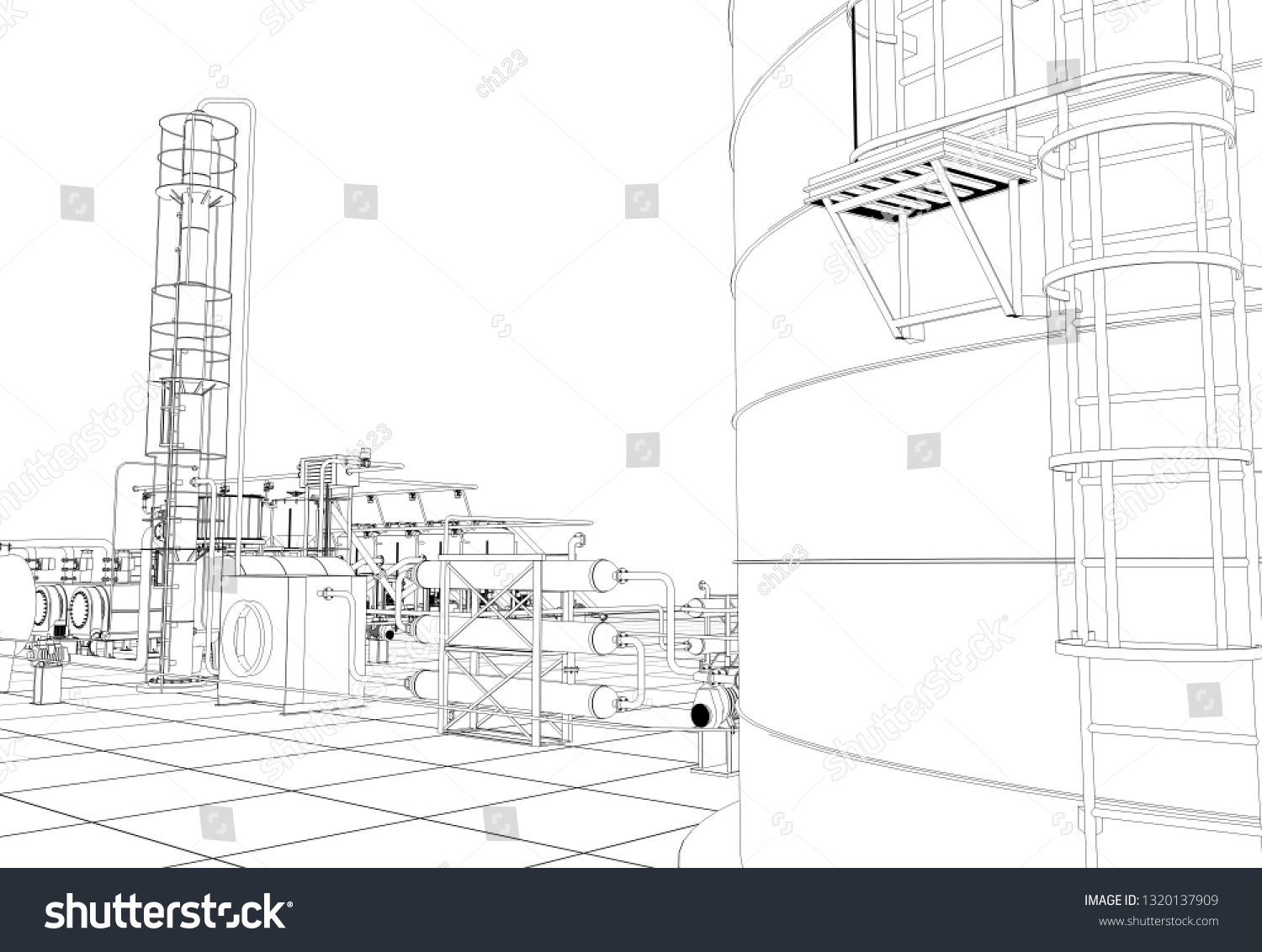 Oil Refinery Chemical Production Waste Processing Stock Illustration ...