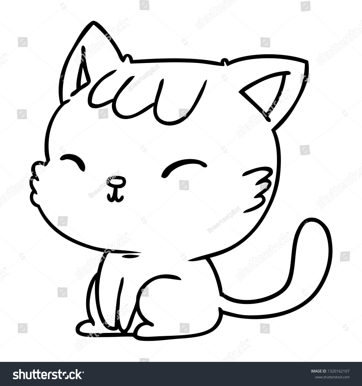 Line Drawing Illustration Cute Kawaii Cat Stock Vector (Royalty Free ...