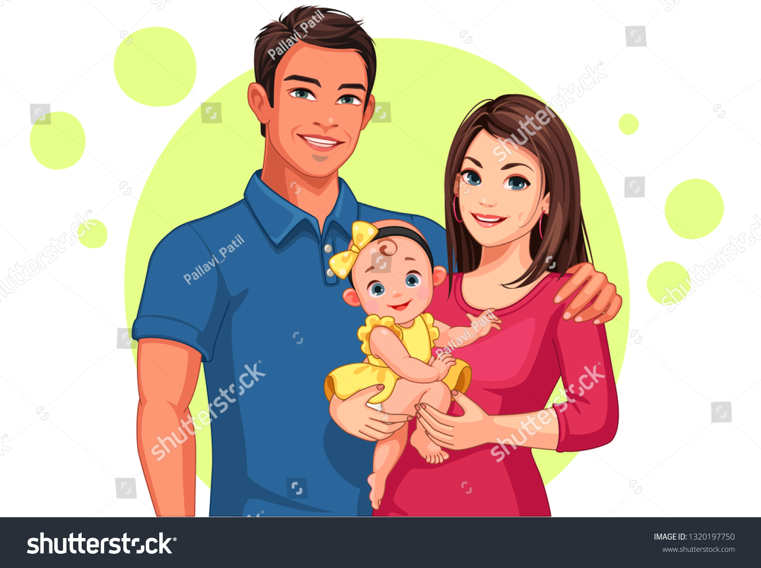 Beautiful Illustration Father Mother Daughter Stock Vector (Royalty ...