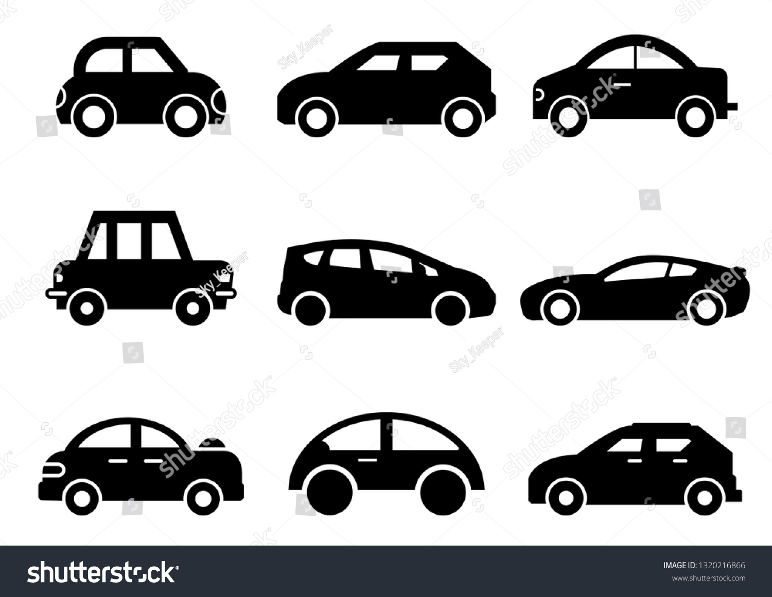 Solid Icons Settransportationcar Side Viewvector Illustrations Stock ...