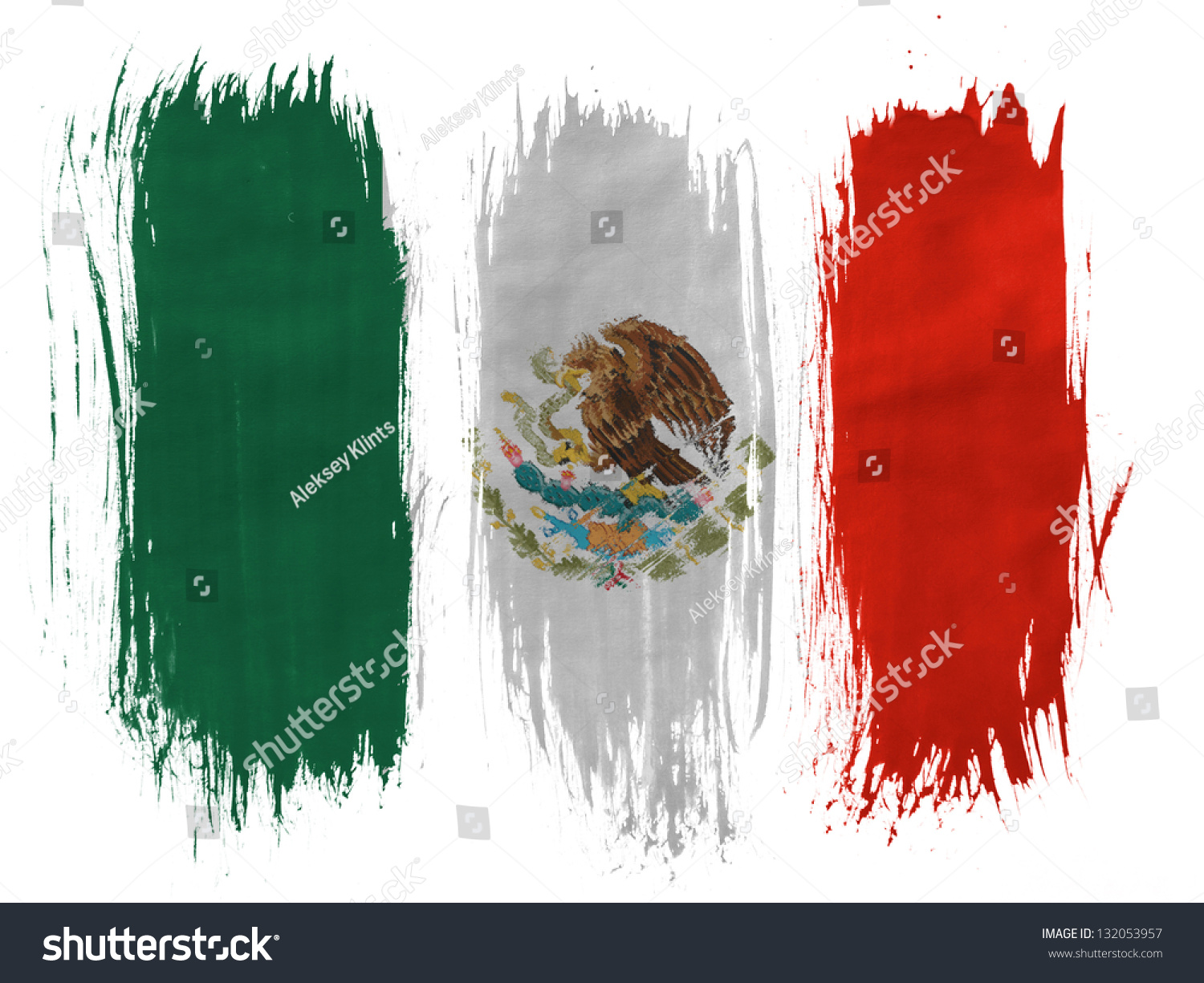 México Bandera Mexicana Pintada Con 3 Foto De Stock 132053957