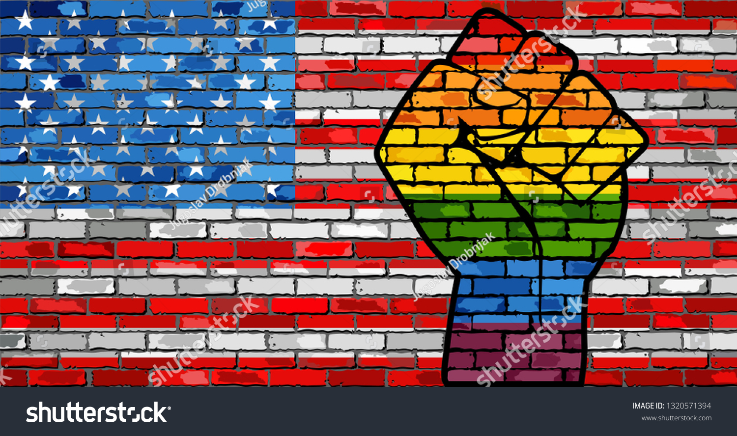 Lgbt Protest Fist On Usa Brick Stock Vector Royalty Free 1320571394