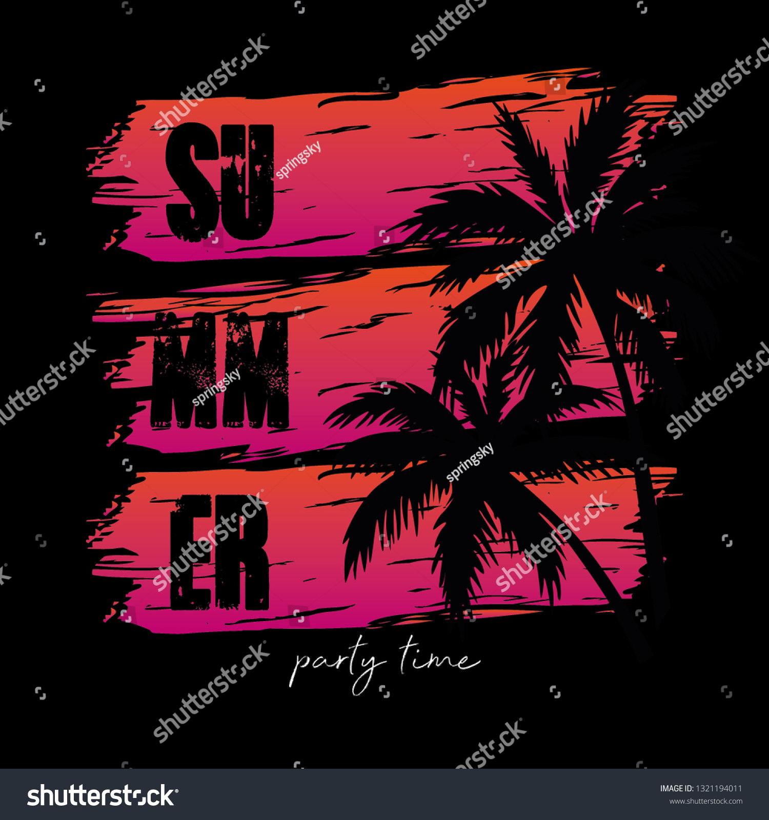 Decorative Summer Text Palm Tree Illustrations Stock Vector (Royalty ...