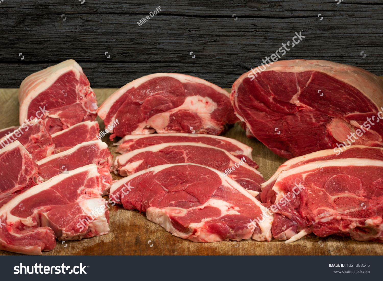 English Lamb Cuts Meat Dark Wood Stock Photo 1321388045 | Shutterstock