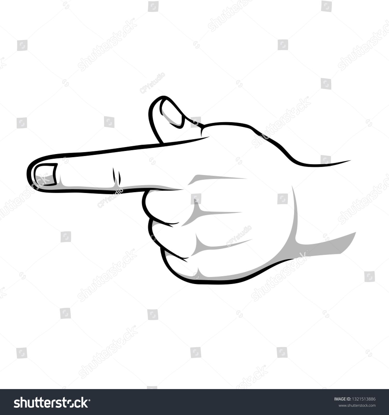 Side Pointing Pekande Hand Gesture Stock Vector (Royalty Free ...