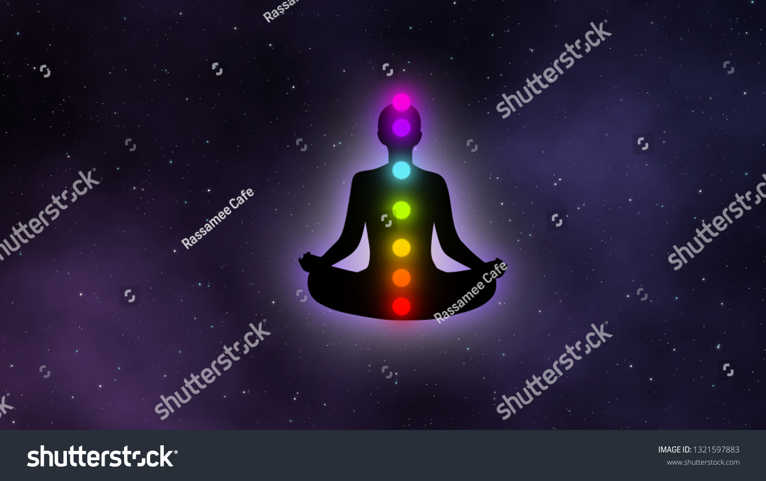 Meditation Mand Glow Aura Seven Chakras Stock Illustration 1321597883 ...