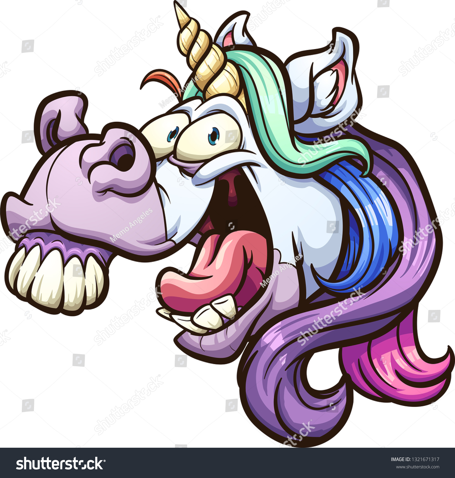 Crazy Cartoon Unicorn Head Laughing Neighing Stock Vector (Royalty Free ...