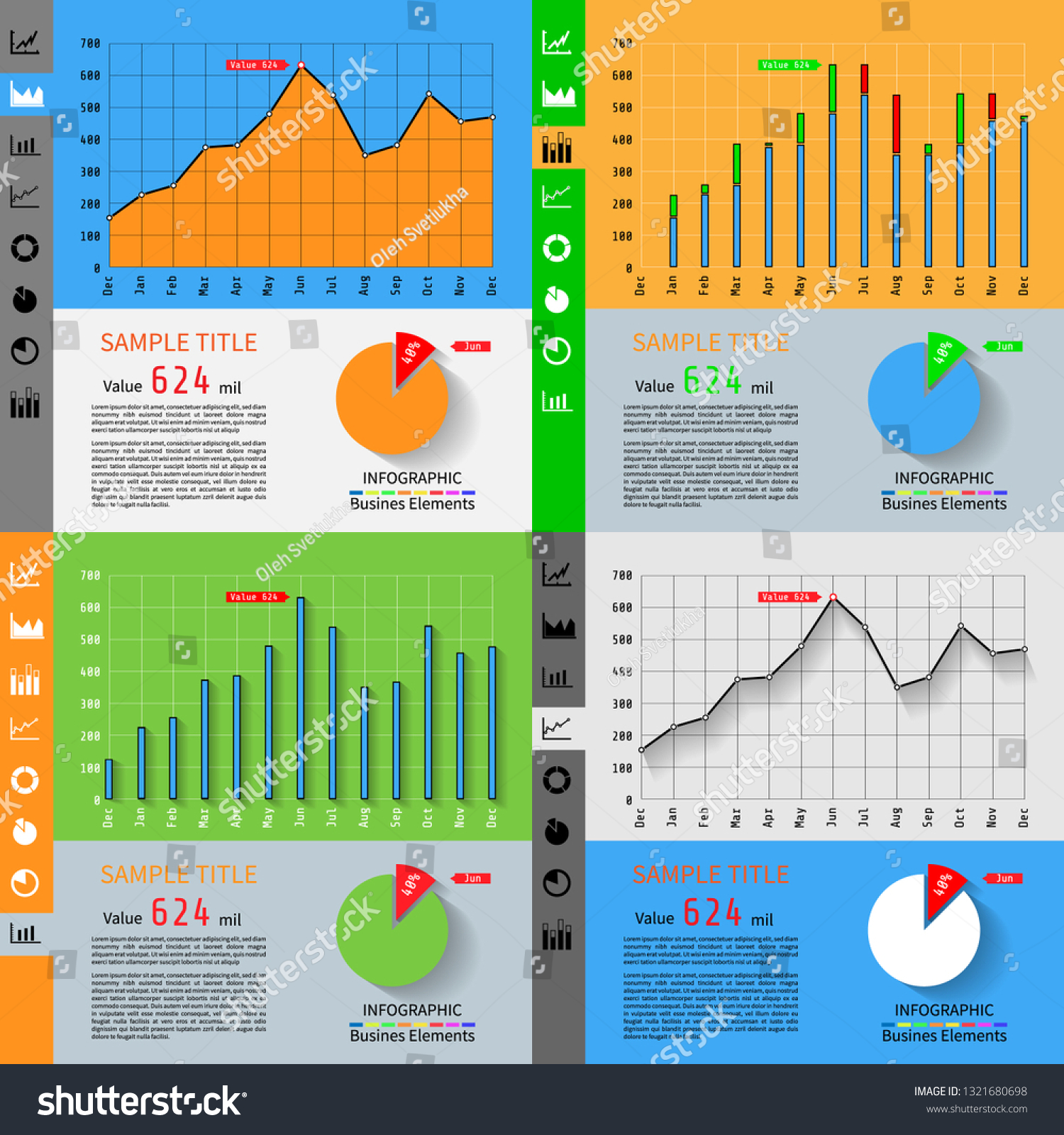 Set Simple Infographic Dashboard Template Flat Stock Illustration ...