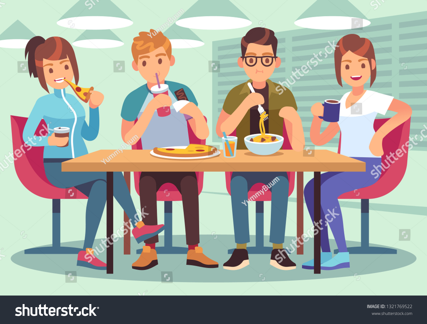 Friends Cafe Friendly People Eat Drink Stock Vector (royalty Free 