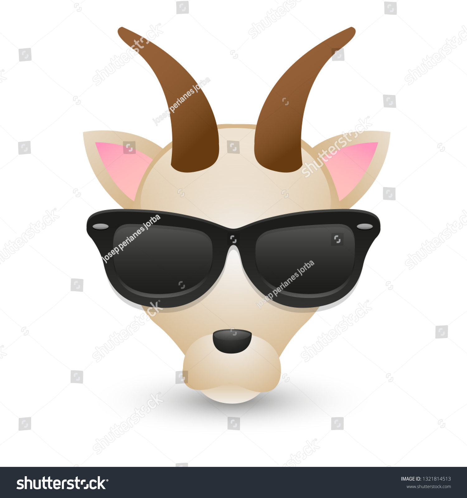 Goat Sunglasses Farm Animal Emoji Illustration Stock Vector (Royalty ...