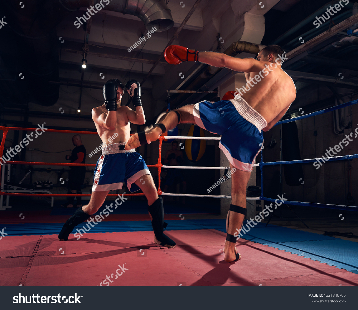 Two Handsome Men Fighters Training Kickboxing Stock Photo 1321846706 ...