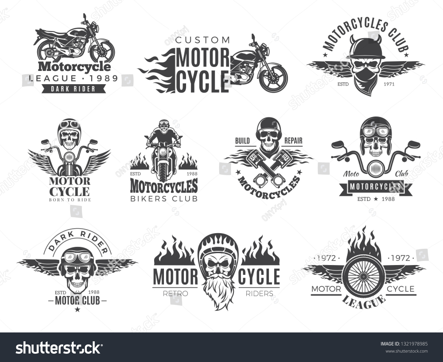 Motorcycle Labels Biker Badges Speed Symbols Stock Vector (Royalty Free ...