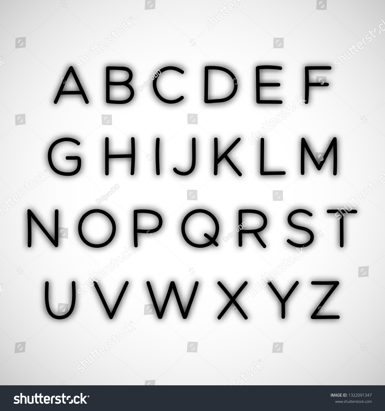 Set Latin Alphabet Letters Shadow Thin Stock Vector (Royalty Free ...