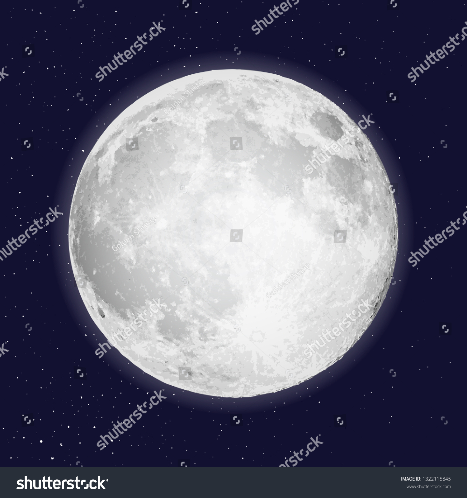 Realistic Full Moon Isolated Shiny On Stock Vector (Royalty Free ...