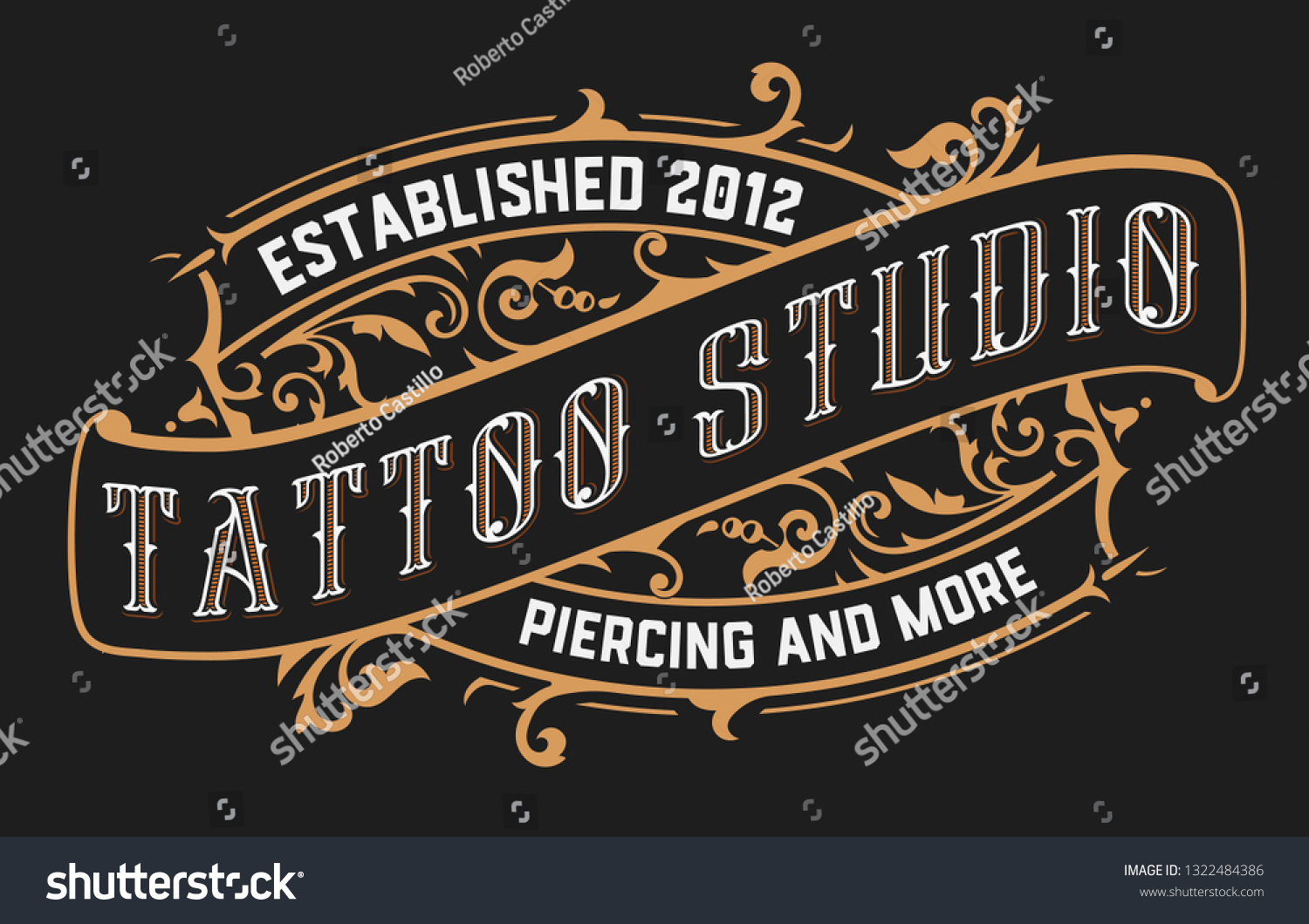 Vintage Tattoo Logo Floral Frame Stock Vector (Royalty Free) 1322484386 ...