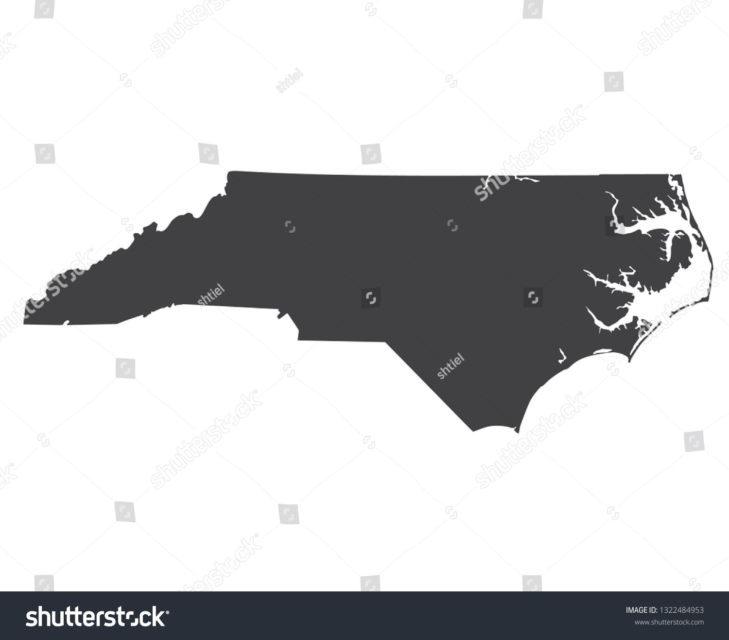 Vector North Carolina Map Silhouette Isolated Stock Vector (Royalty ...