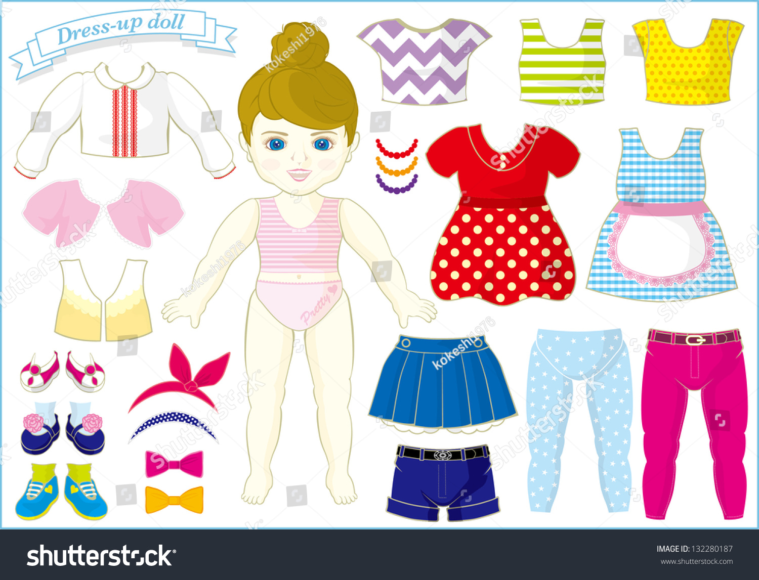 Illustration Dress Doll Set Stock Vector (Royalty Free) 132280187 ...