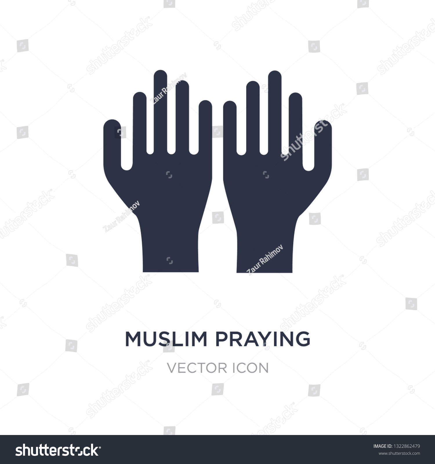 Muslim Praying Hands Icon On White Stock Vector (Royalty Free ...