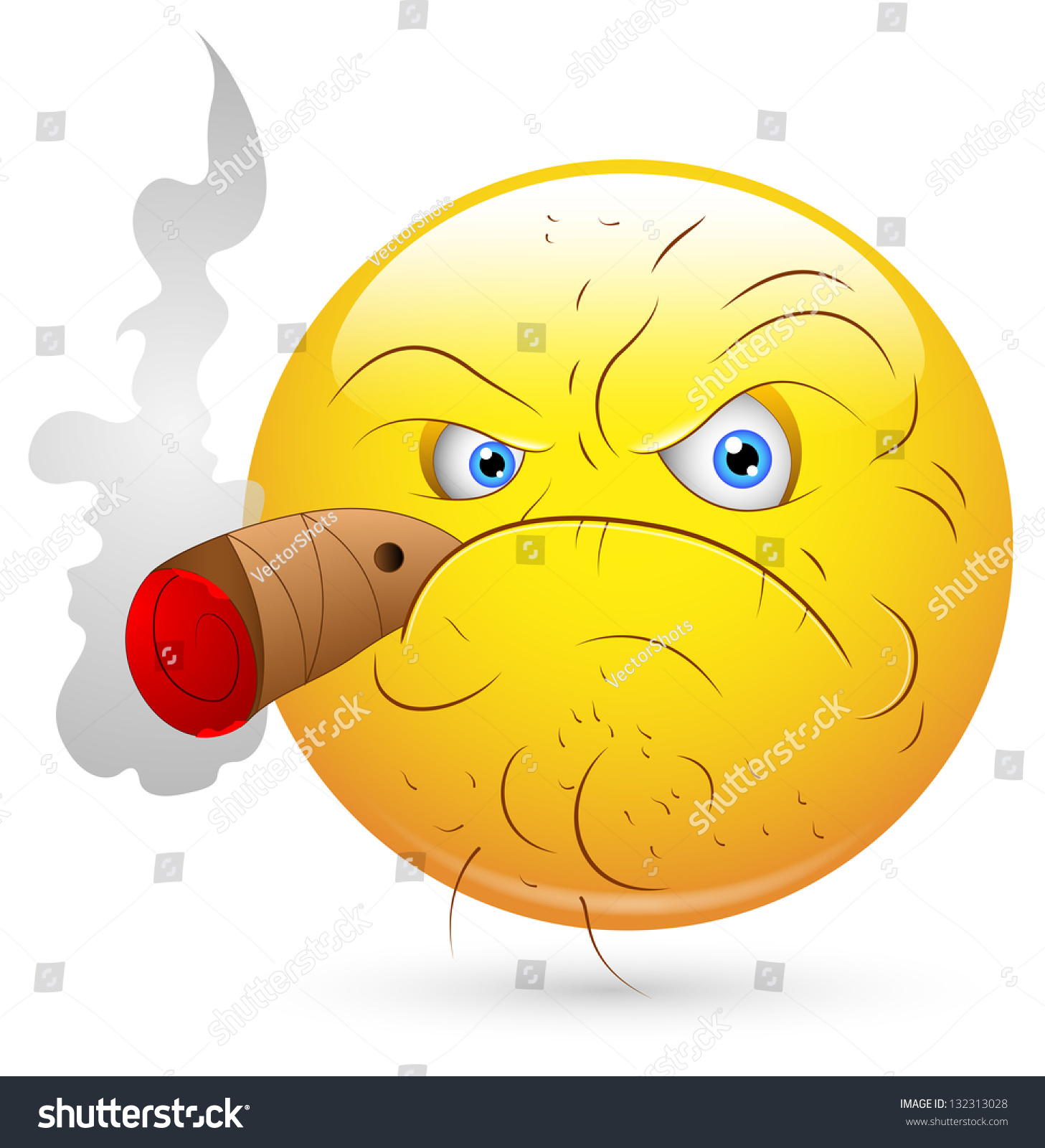 Smiley Vector Illustration Smoking Man Face Stock Vector (Royalty Free ...