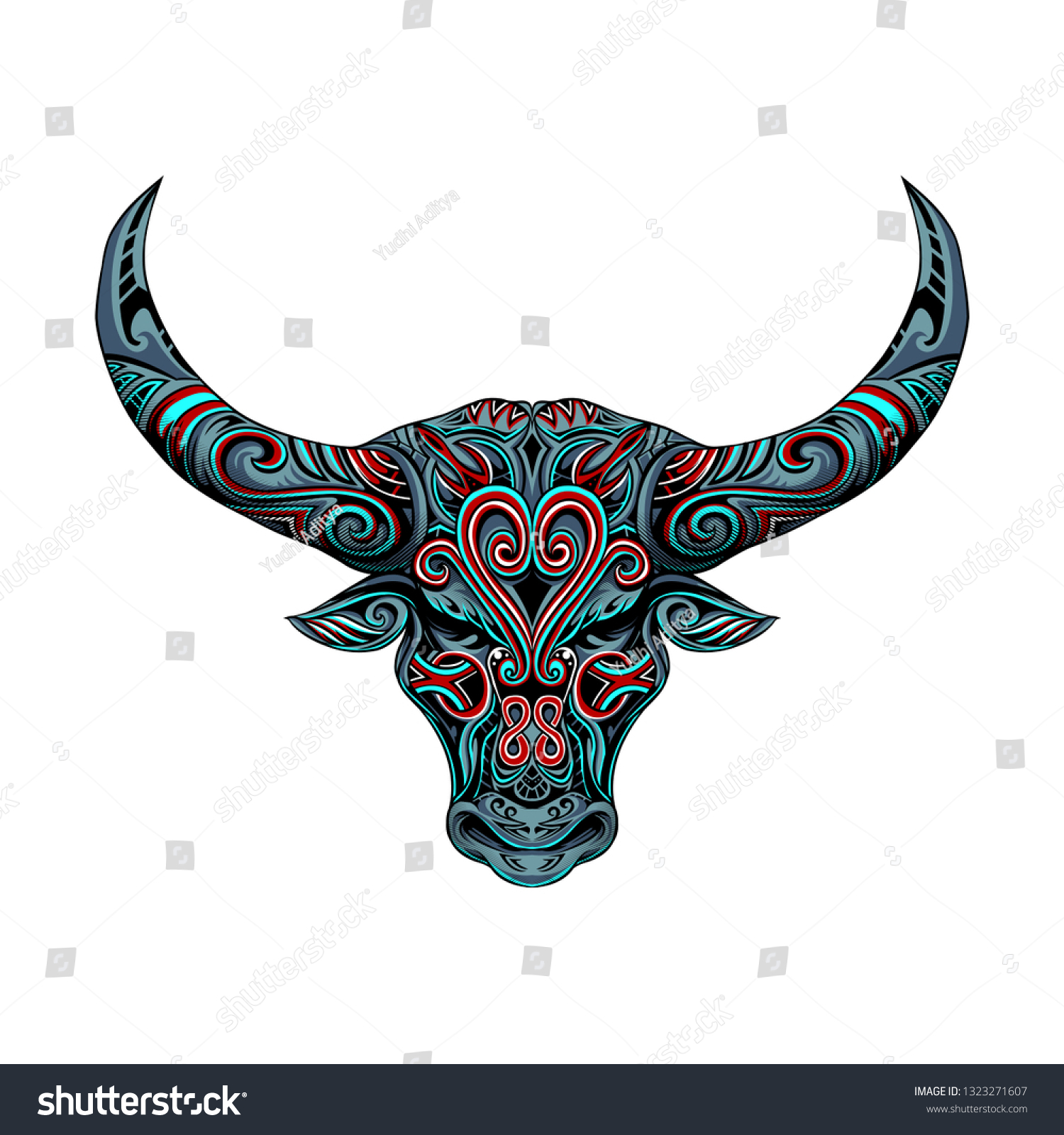 Bull Head Vector Illustration Stock Vector (Royalty Free) 1323271607 ...