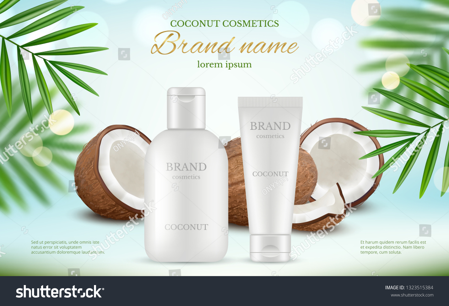 Coconut Cosmetic Advertizing Poster Cream Tubes Stock Vector (Royalty ...