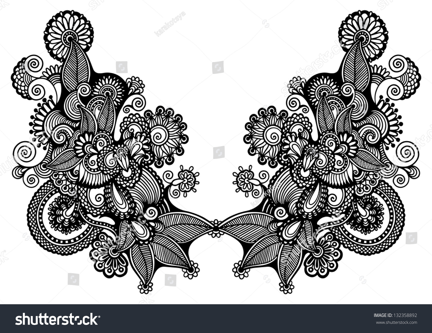 Neckline Embroidery Fashion Stock Vector Royalty Free 132358892