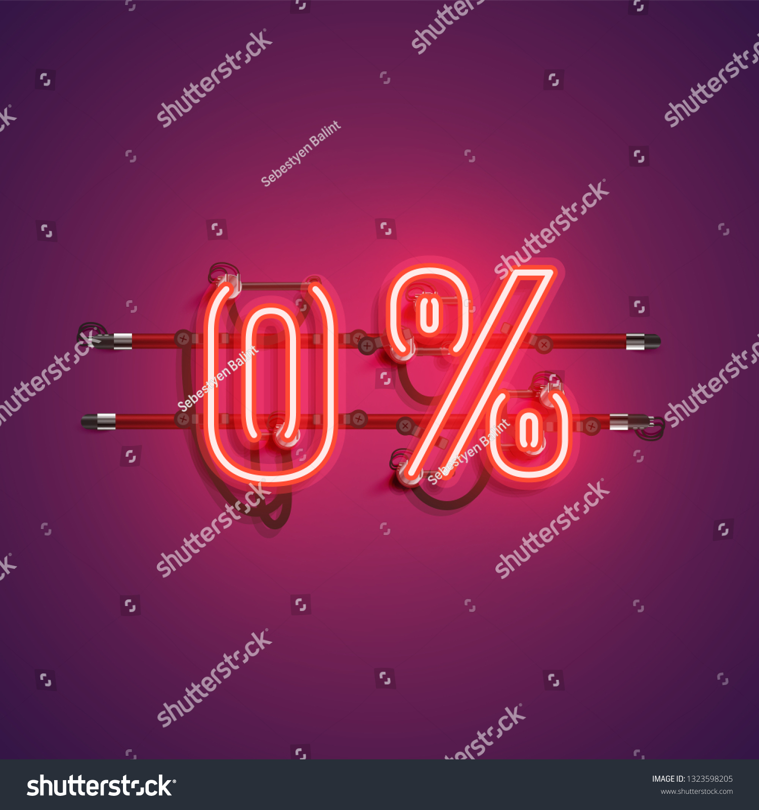 0 Neon Realistic Sign Vector Illustration Stock Vector (Royalty Free ...