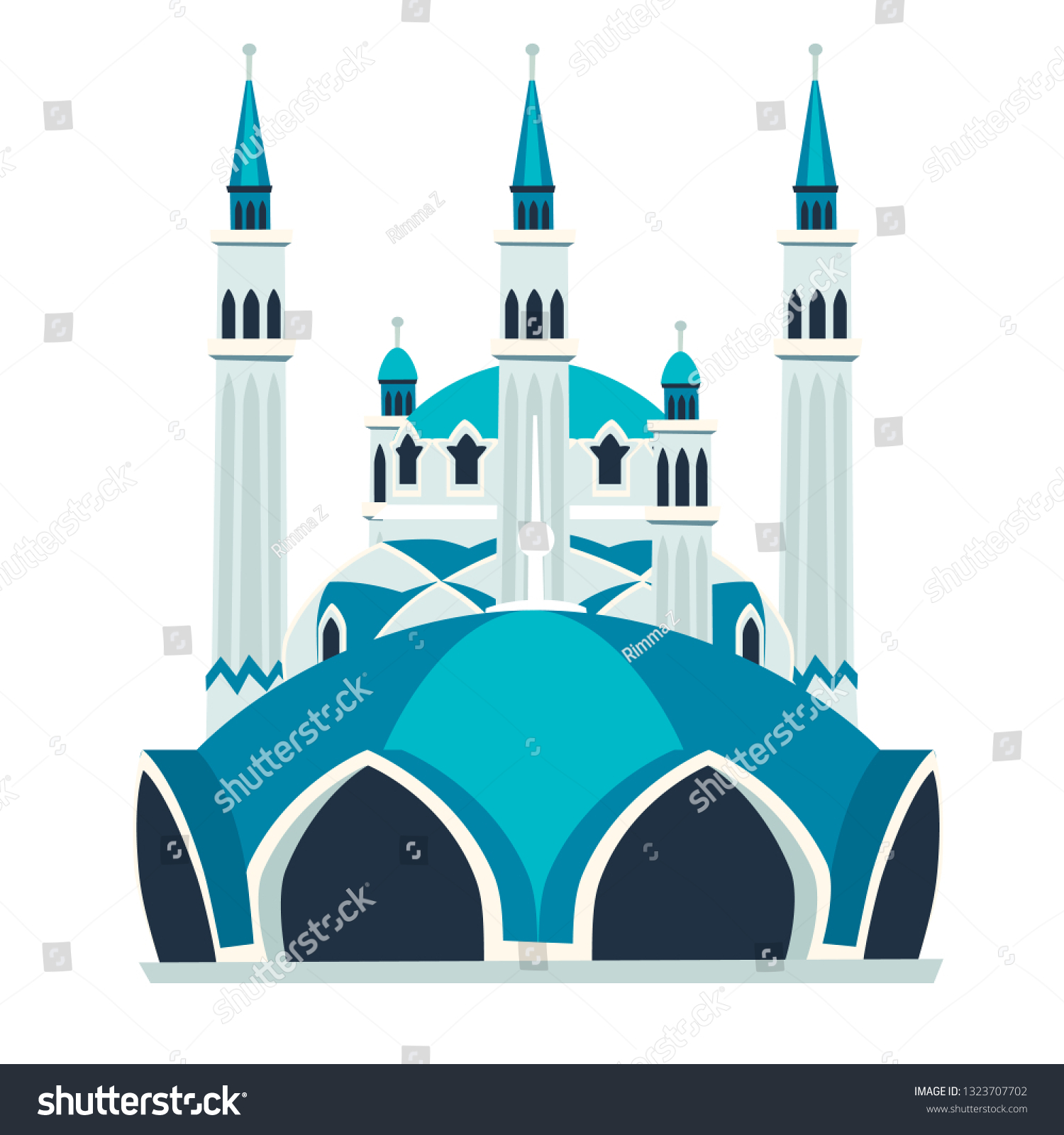 Мечеть кул-Шариф в Казани на белом фоне