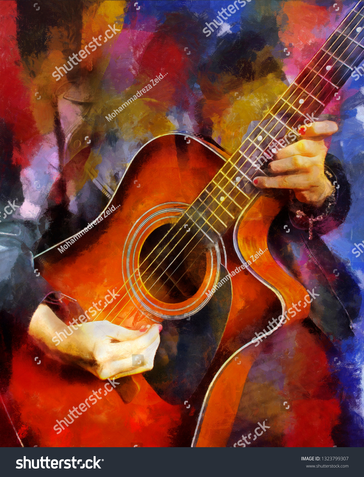 oil painting guitar