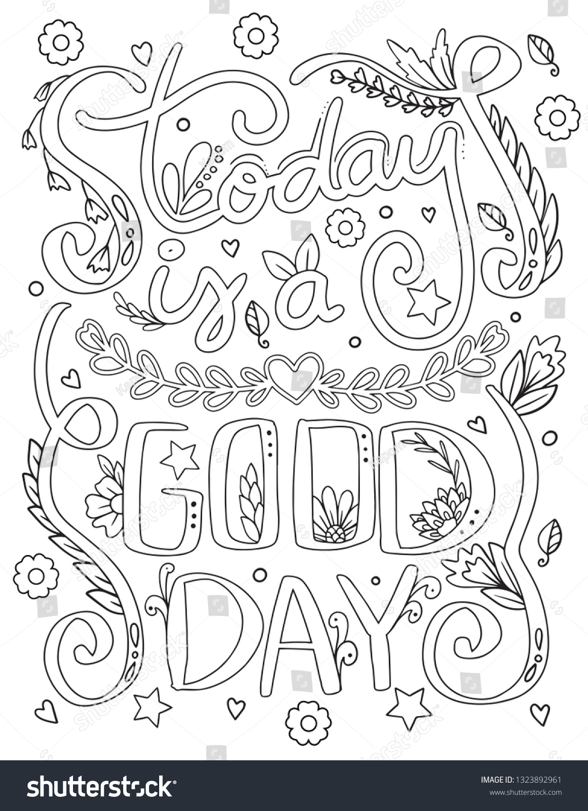 Today Good Day Font Flower Elements Stock Vector (Royalty Free ...