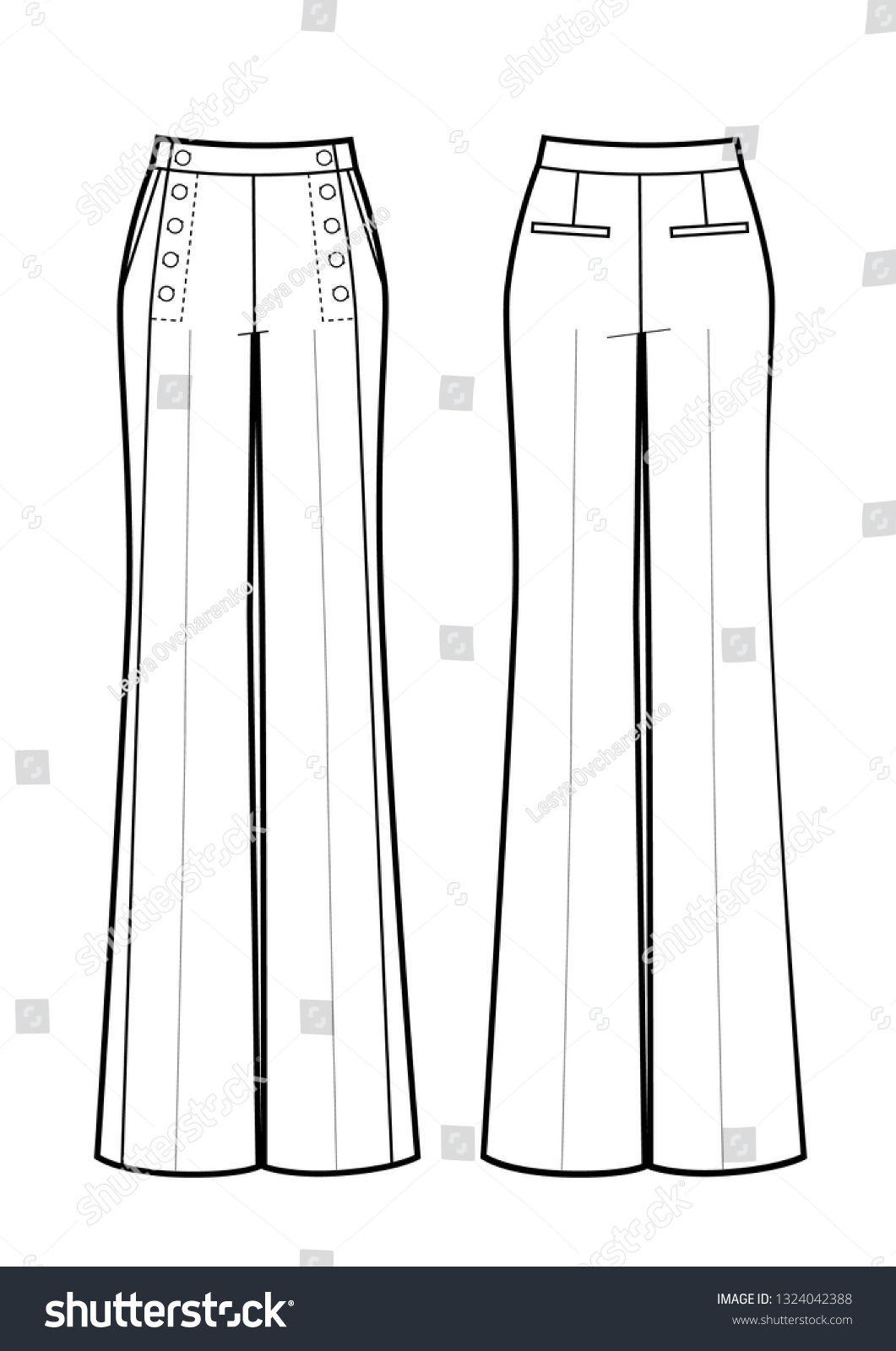 Woman Pants Sketch Stock Vector (Royalty Free) 1324042388 | Shutterstock