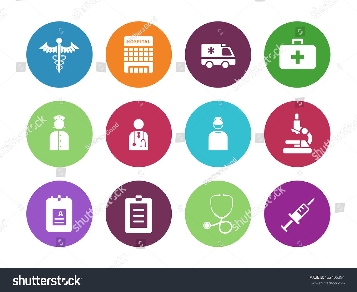 Hospital Circle Icons On White Background Stock Vector (Royalty Free ...