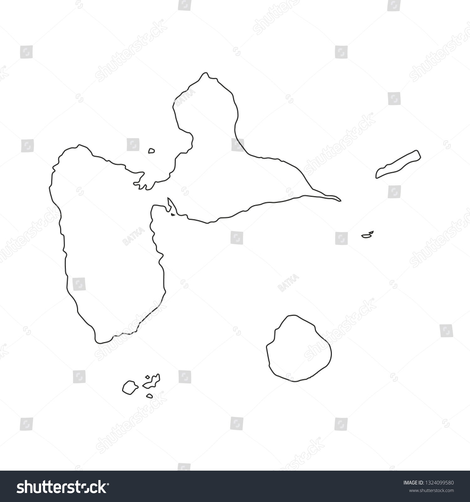 Guadeloupe Outline Silhouette Map Illustration Stock Vector (Royalty ...